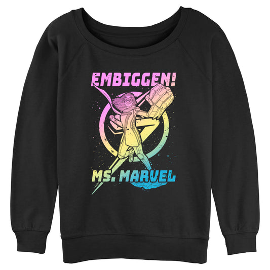 Junior's Marvel Ms Marvel Gradient Marvel Raglan Pullover