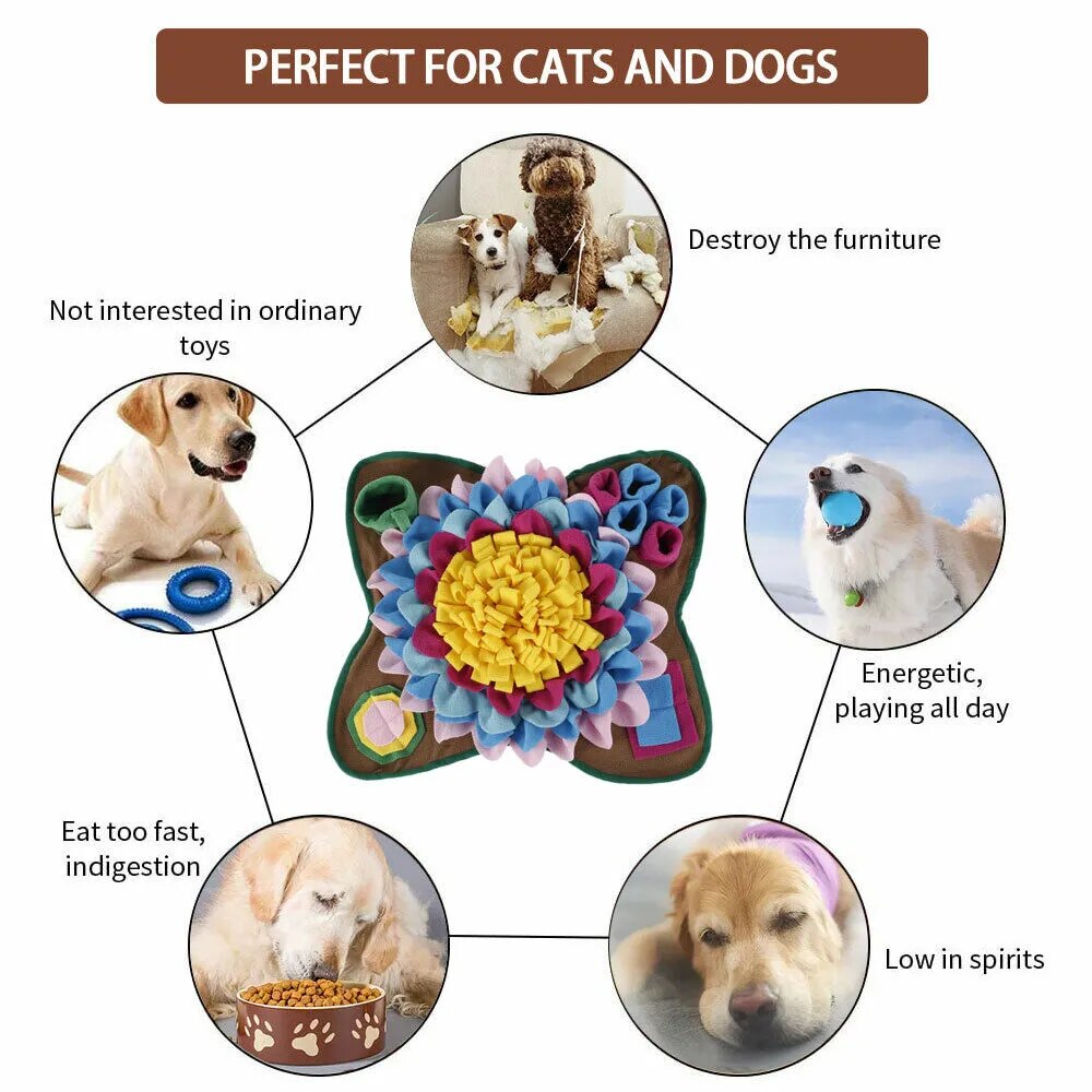 Pet Dog Snuffle Mat Nose Smell Training Sniffing Pad Dog Puzzle Toy Slow Feeding Food Dispenser Carpet Washable Dog Toys