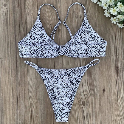 Dot Print Bikini 2023 Biquini String Badeanzug High Cut Bikini Set Badeanzug Frauen Bademode Hohe Taille Bikinis Strand