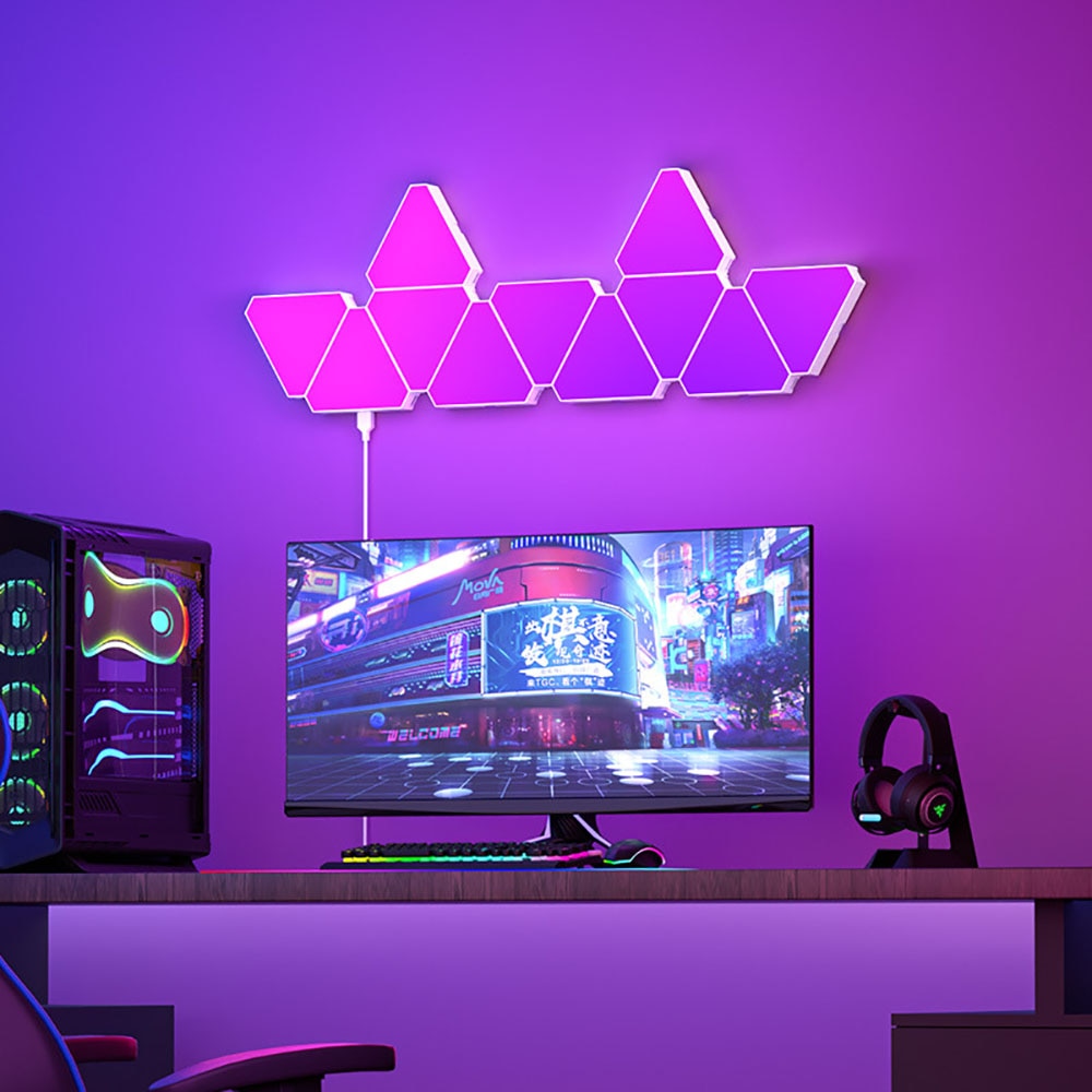 LED Honeycomb Triangle Quantum Light DIY Wandleuchte Pickup Rhythmus Hintergrundlicht Schlafzimmer Nachttisch Nachtlicht Bürodekoration – The Alien Stuff