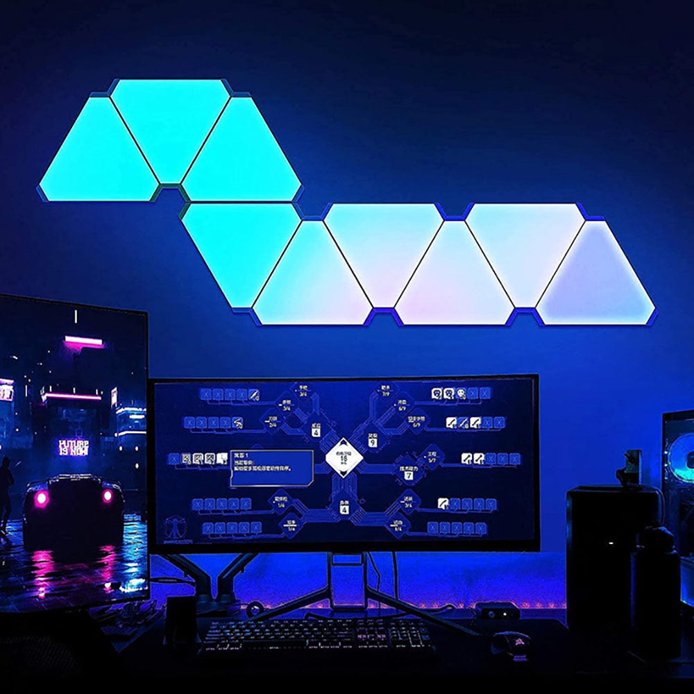 LED Honeycomb Triangle Quantum Light DIY Wandleuchte Pickup Rhythmus Hintergrundlicht Schlafzimmer Nachttisch Nachtlicht Bürodekoration – The Alien Stuff