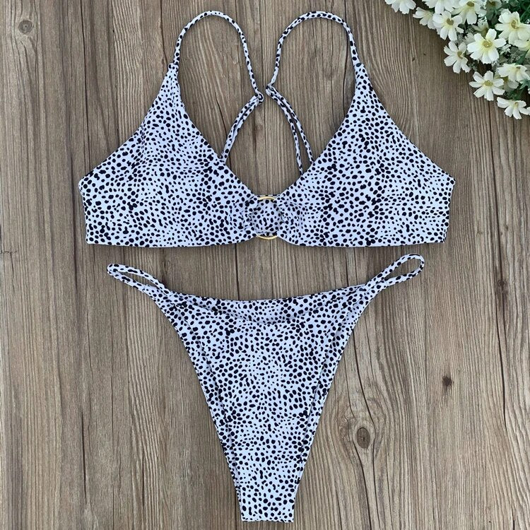 Dot Print Bikini 2023 Biquini String Swimsuit High Cut Bikini Set Bathing Suit Women Swimwear High Waist Bikinis Beach