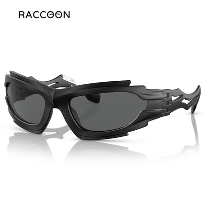 Geometrischer Rahmen Cyber ​​Y2K Sonnenbrille Herren Sportlich Wrap Around Komplizierte Ausschnitte Sonnenbrille Damenmode Luxusmarke Punk Shades The Alien Glasses