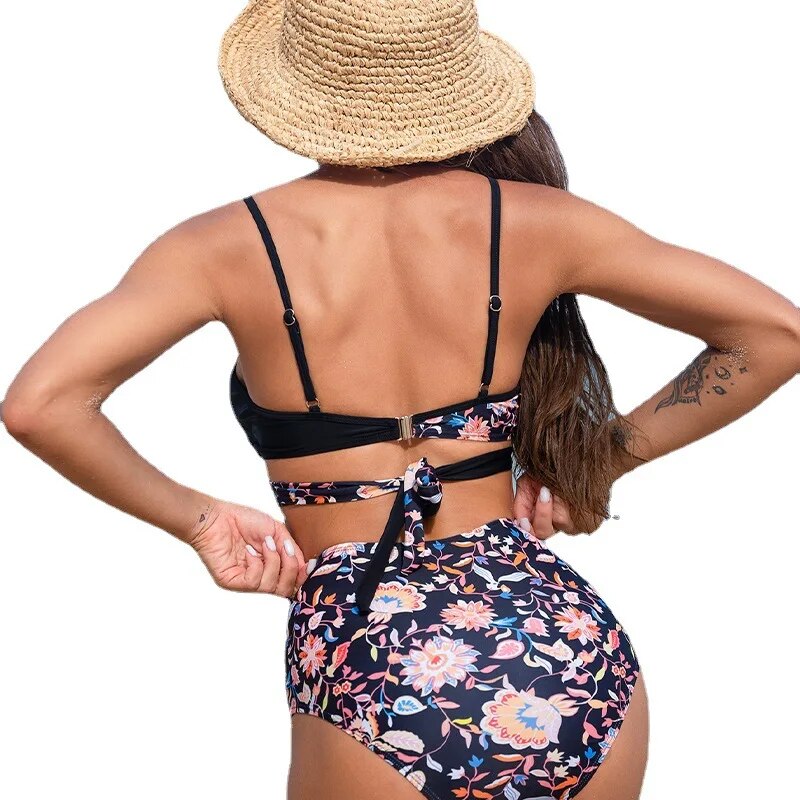 New Ethnic Style Bikini Split Swimsuit Sexy Open Back Swimsuit