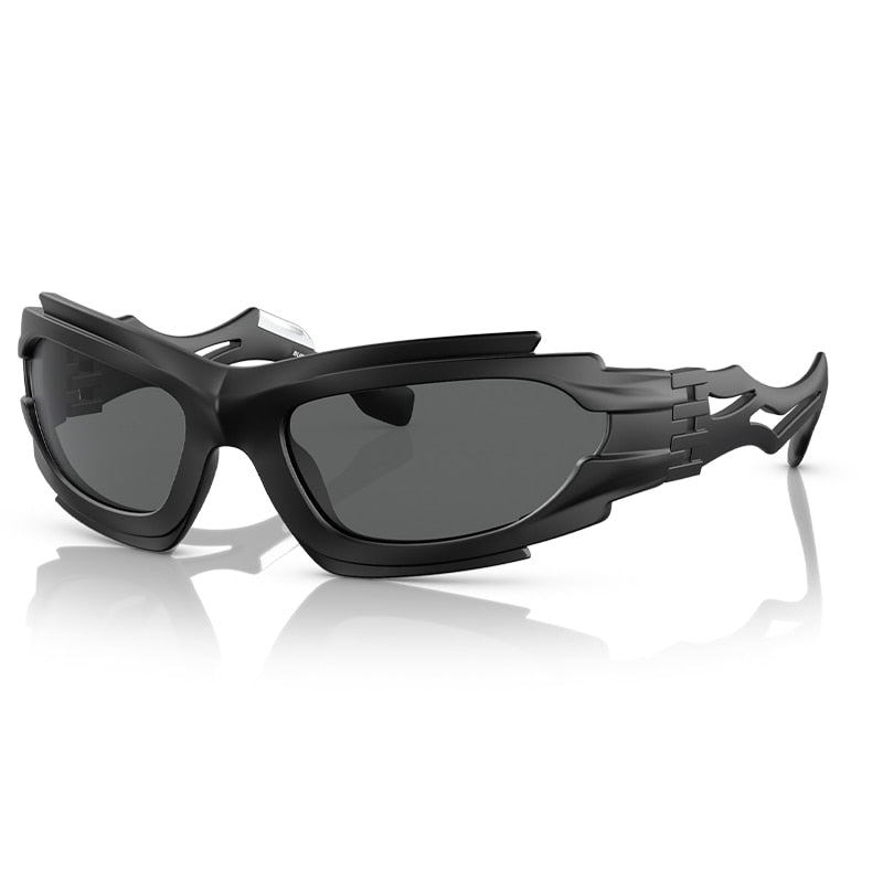 Geometrischer Rahmen Cyber ​​Y2K Sonnenbrille Herren Sportlich Wrap Around Komplizierte Ausschnitte Sonnenbrille Damenmode Luxusmarke Punk Shades The Alien Glasses