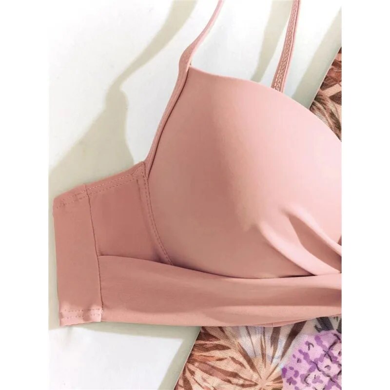 Nuevo Bikini Sexy de cintura baja, tres piezas de malla, manga larga, chal, blusa, cuerpo dividido, estampado ajustado, traje de baño pequeño y fresco para playa