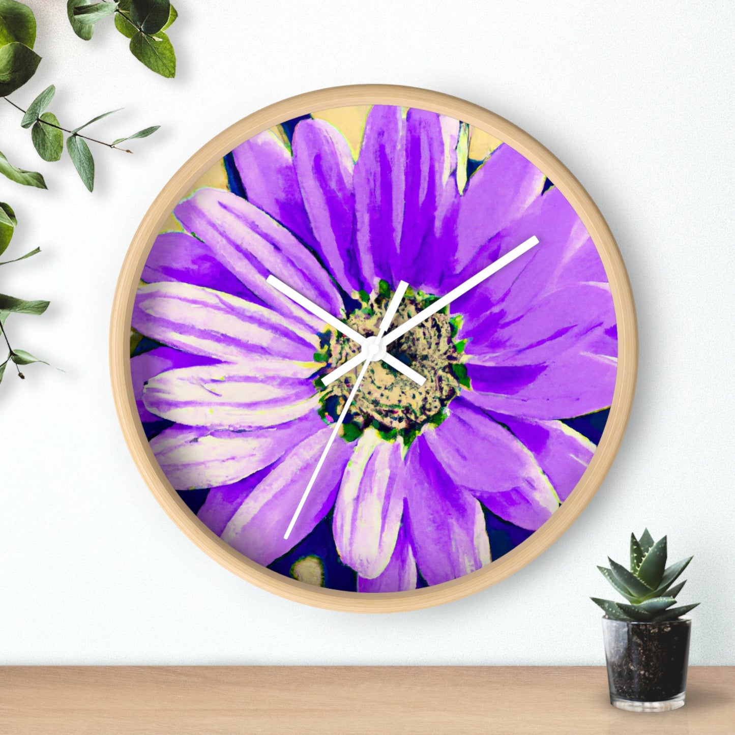 Pétalos morados estallando: crea una llamativa fusión de margaritas y rosas - The Alien Wall Clock