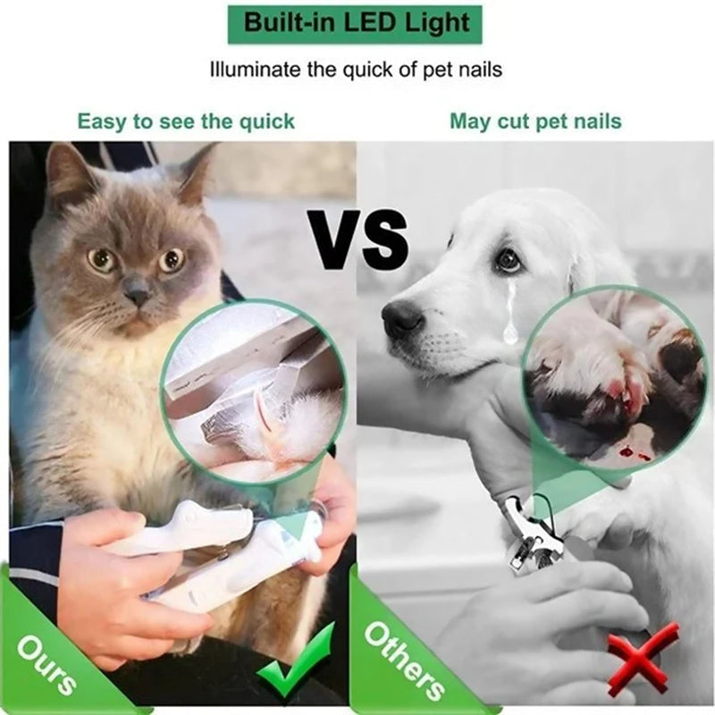 Haustier-Nagelknipser mit LED-Licht, Hunde- und Katzen-Nagelschere, professionelles Trimmer-Werkzeug, Pflege und Pflegebedarf