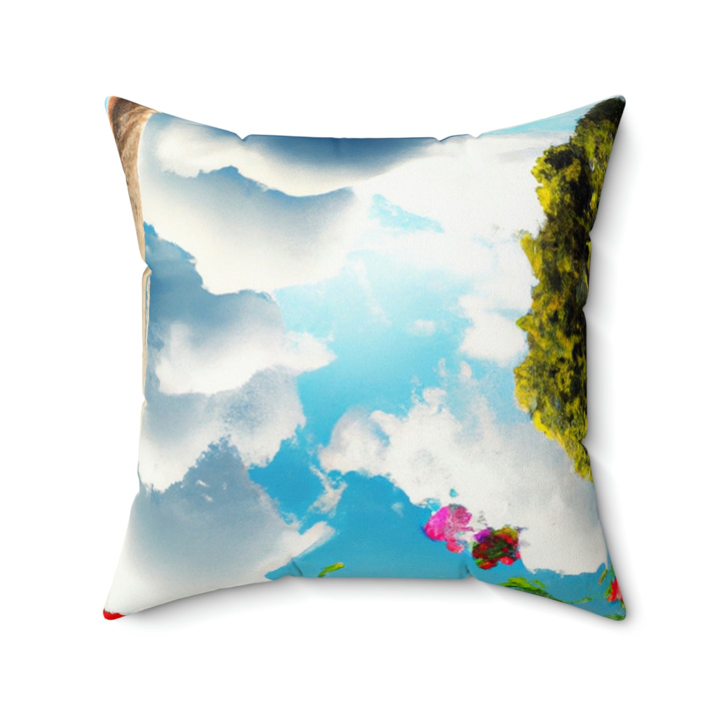 Rainbow Sky Garden - The Alien Square Pillow