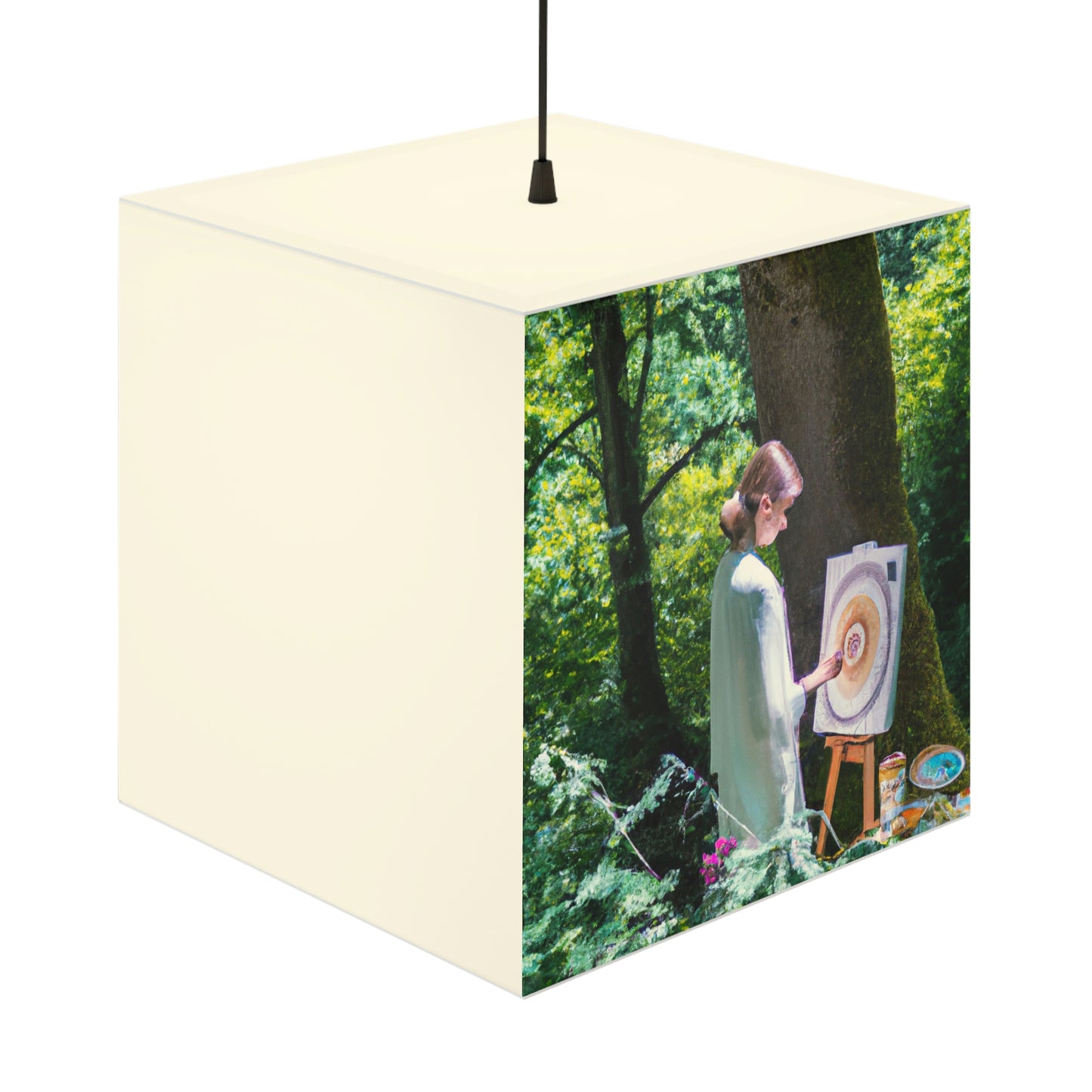 "Enchantment in Oil: A Young Artist's Vision of a Magical Forest" - The Alien Light Cube Lamp