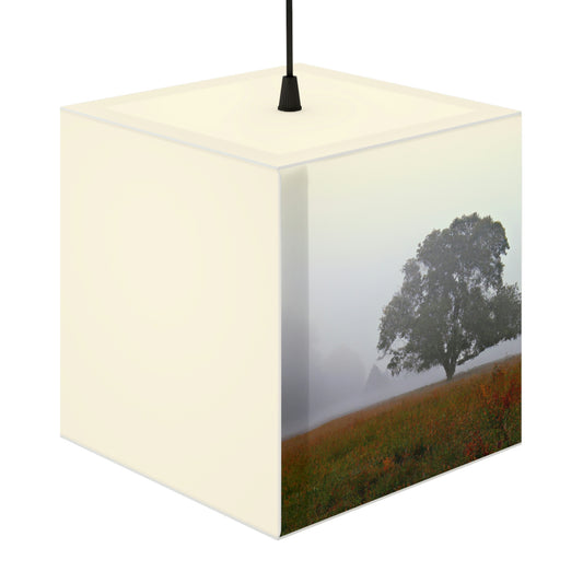 Der einsame Baum auf der nebligen Wiese - Die Alien Light Cube Lampe