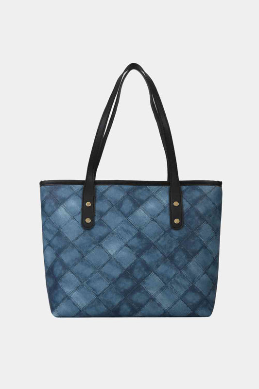 Bolso tote de cuero PU a cuadros