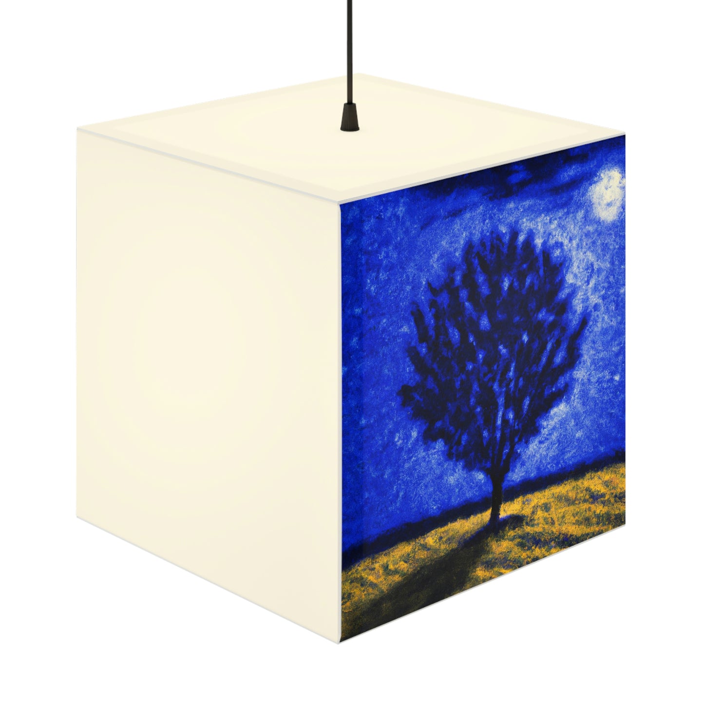 "Ein einsamer blauer Baum im Mondscheinfeld" - Die Alien Light Cube Lampe