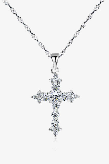 Halskette mit Zirkon-Kreuz-Anhänger aus 925er-Sterlingsilber