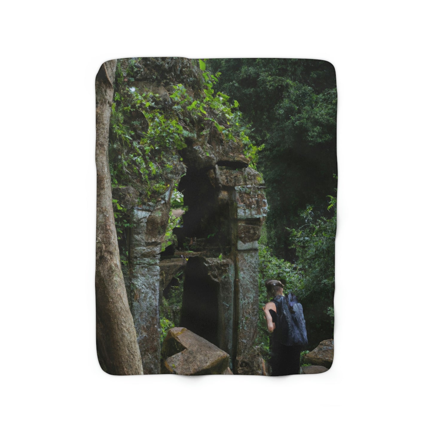 Exploring the Forgotten Temple in the Jungle - The Alien Sherpa Fleece Blanket