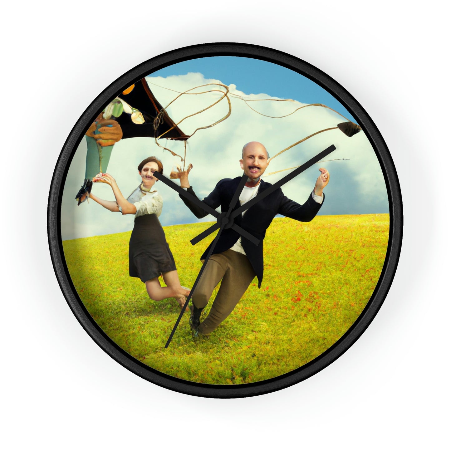 "A Kite Day in the Meadow" - The Alien Wall Clock