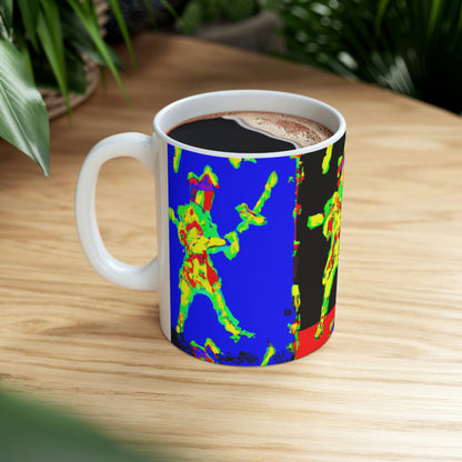 "Bailando con fuego y acero". - La Taza de Cerámica Alienígena 11 oz