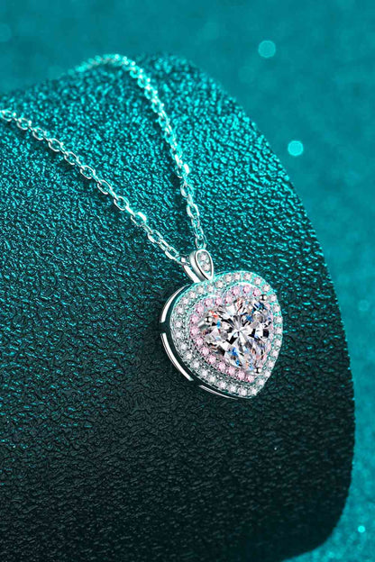 925 Sterling Silver 1 Carat Moissanite Heart Pendant Necklace