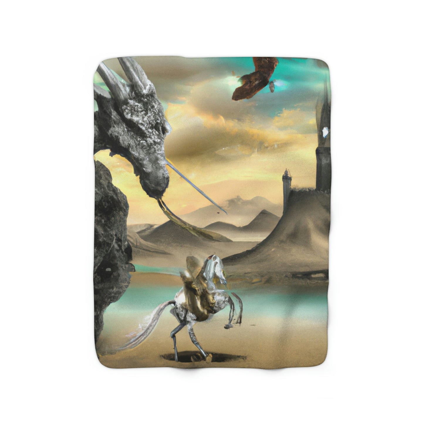 The Knight and the Dragon's Throne - The Alien Sherpa Fleece Blanket