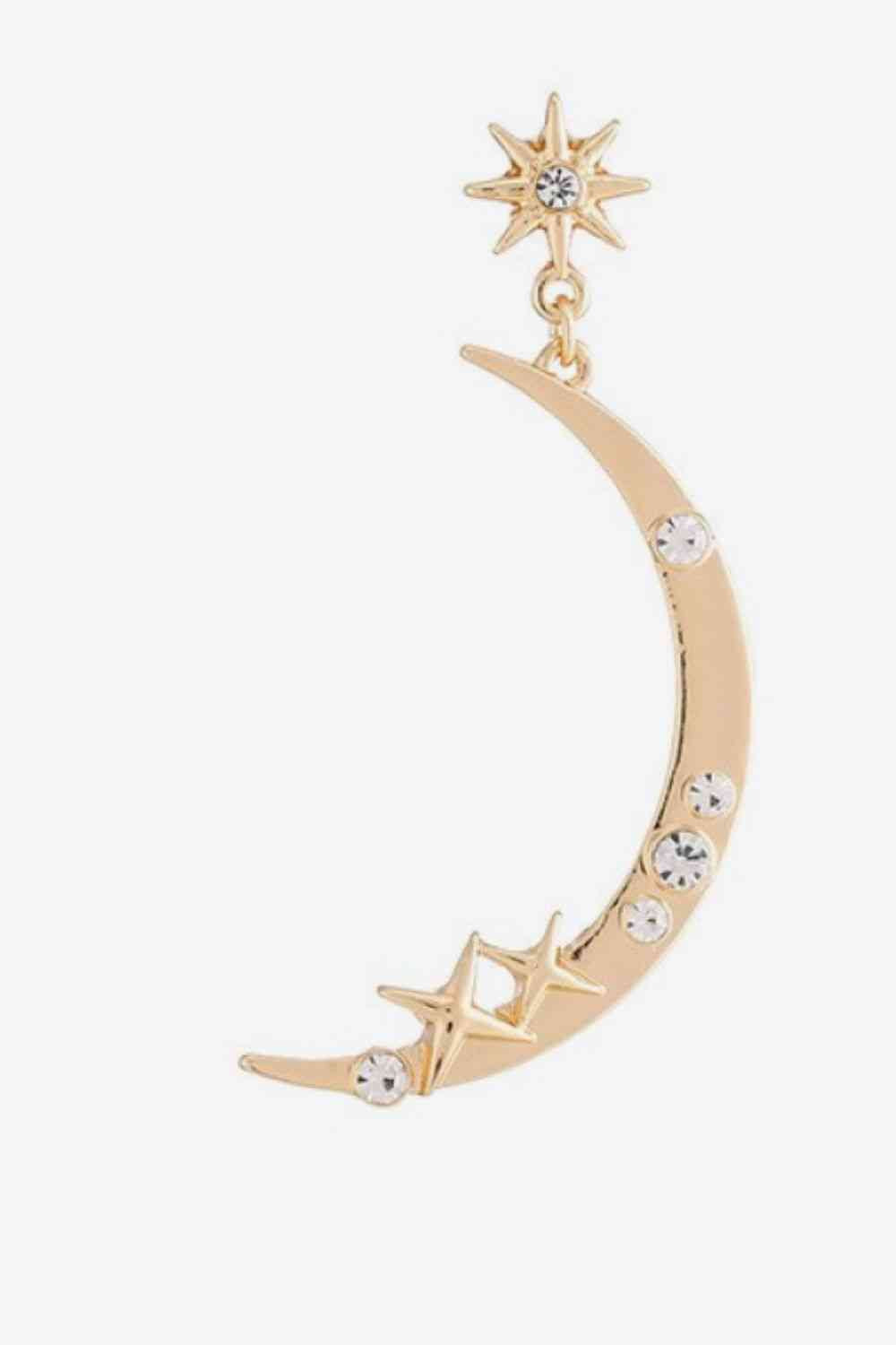 Zircon Star and Moon Alloy Earrings