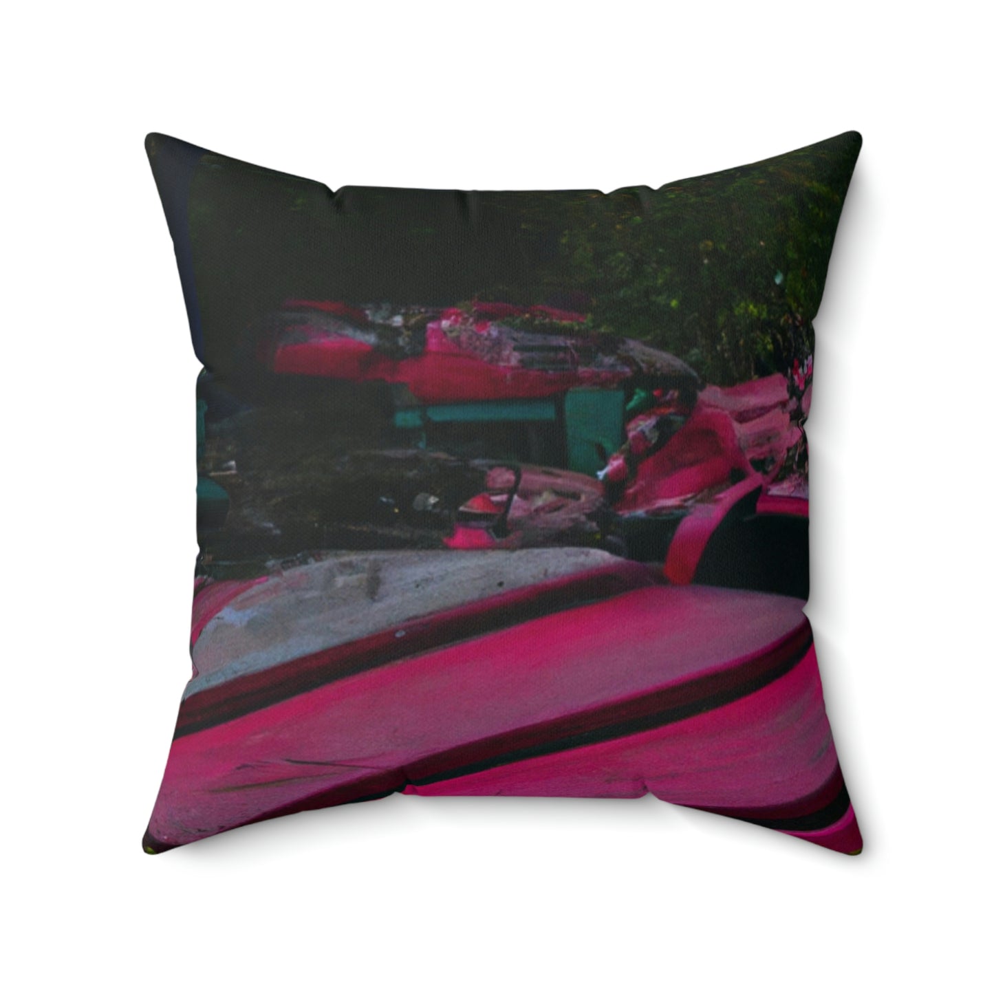 "Abandoned Thrills: Lost in a Forgotten Theme Park" - Das Alien Square Pillow