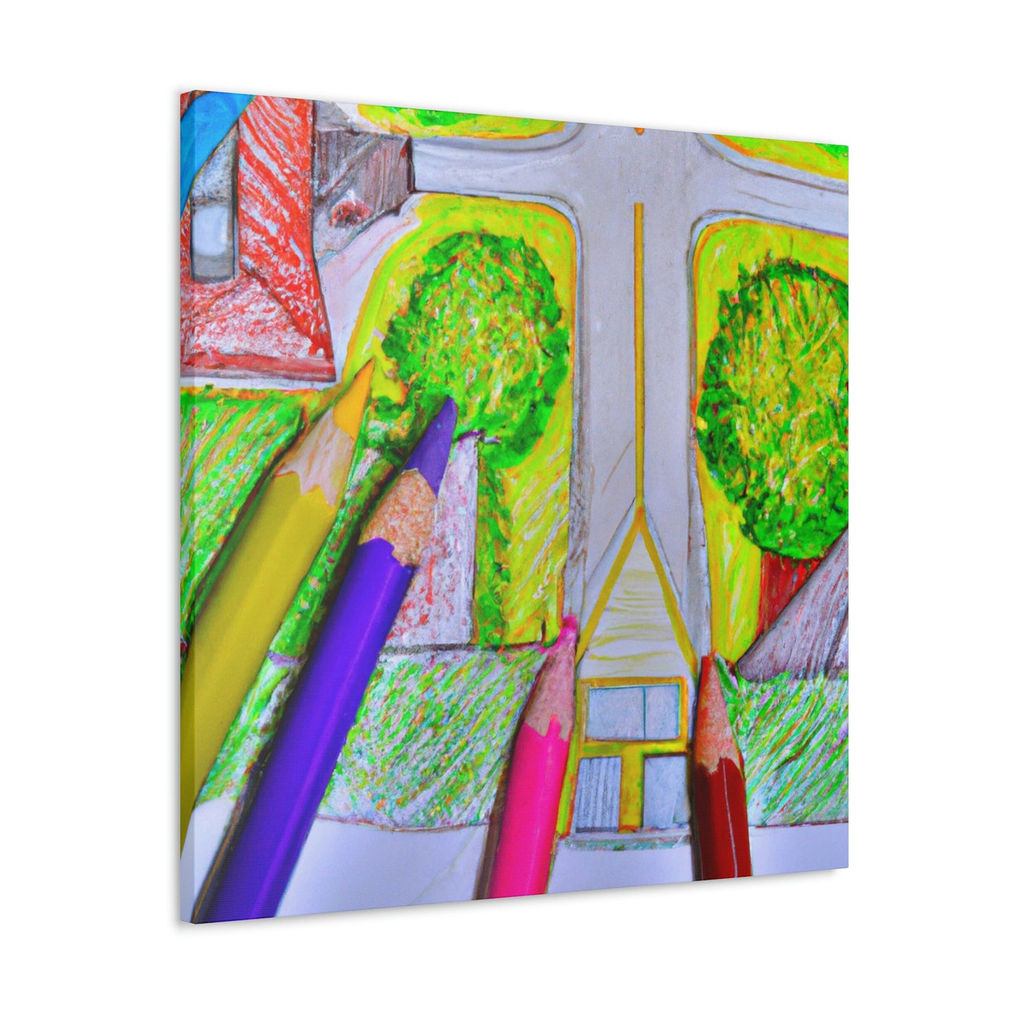 "A Neighborhood From Above: A Colored Pencil Creation" - The Alien Canva