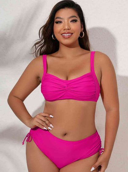 Plus-Size-Bikini-Set mit Twist-Front-Schnürung