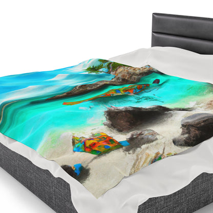 "Caribbean Fiesta on the Beach - A Digital Exploration of Mexican Culture" - The Alien Velveteen Plush Blanket