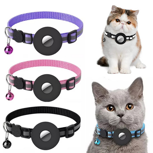 Reflektierendes Halsband, wasserdichte Halterung für Airtag Air Tag Airtags Schutzhülle, Katze, Hund, Kätzchen, Welpen, Nylonhalsband