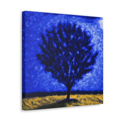 "A Lone Blue Tree in the Moonlight Field" - The Alien Canva