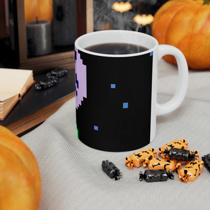 "Lonely Witness of the Night Sky" - The Alien Ceramic Mug 11 oz Pixel Art