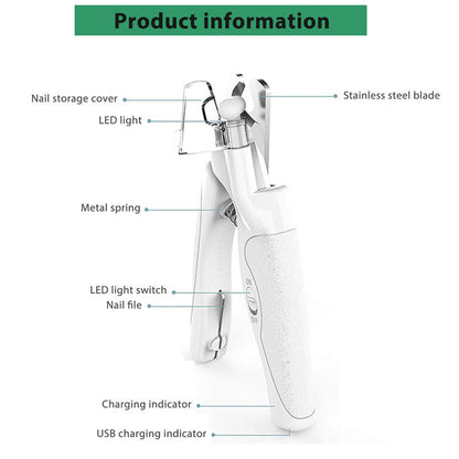 Haustier-Nagelknipser mit LED-Licht, Hunde- und Katzen-Nagelschere, professionelles Trimmer-Werkzeug, Pflege und Pflegebedarf
