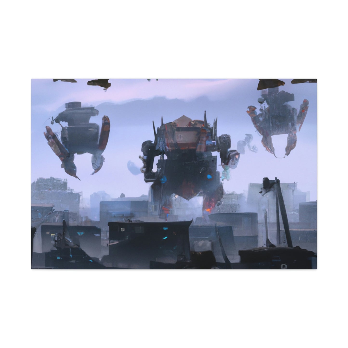 "Mech Mayhem: The Giant Robot City Showdown" - The Alien Canva