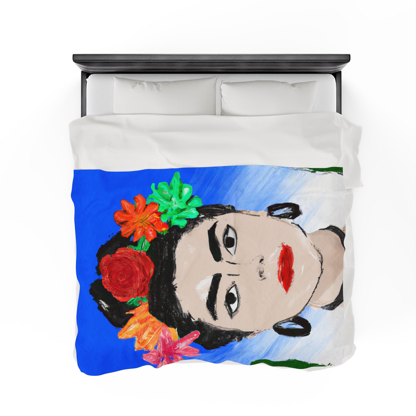 "Fiery Frida: Painting a Mexican Icon with Colorful Culture" - The Alien Velveteen Plush Blanket