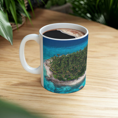 "Exploring Mystery Island by Airship" - The Alien Ceramic Mug 11 oz