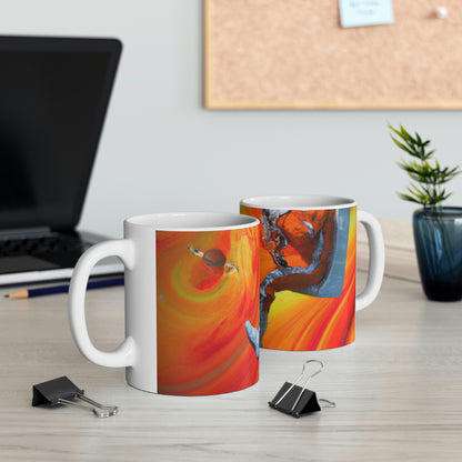 "Journeying in the Burning Orange Galaxy" - The Alien Ceramic Mug 11 oz