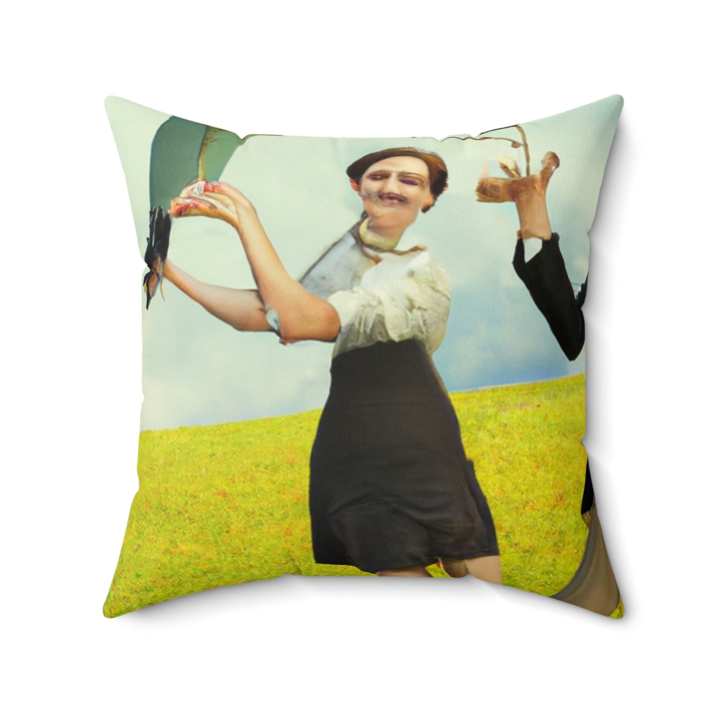 "A Kite Day in the Meadow" - The Alien Square Pillow