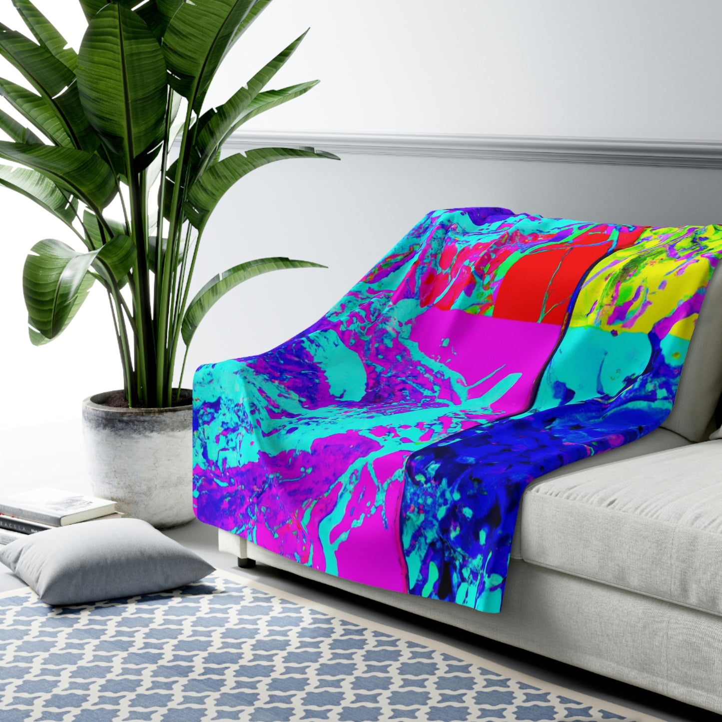 "A Rainbow of Feathered Friends" - The Alien Sherpa Fleece Blanket