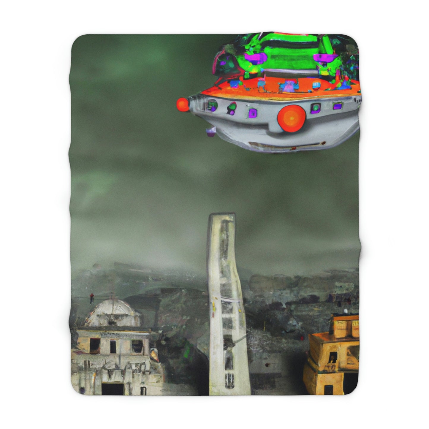 "Conundrum in the Ruins" - The Alien Sherpa Fleece Blanket