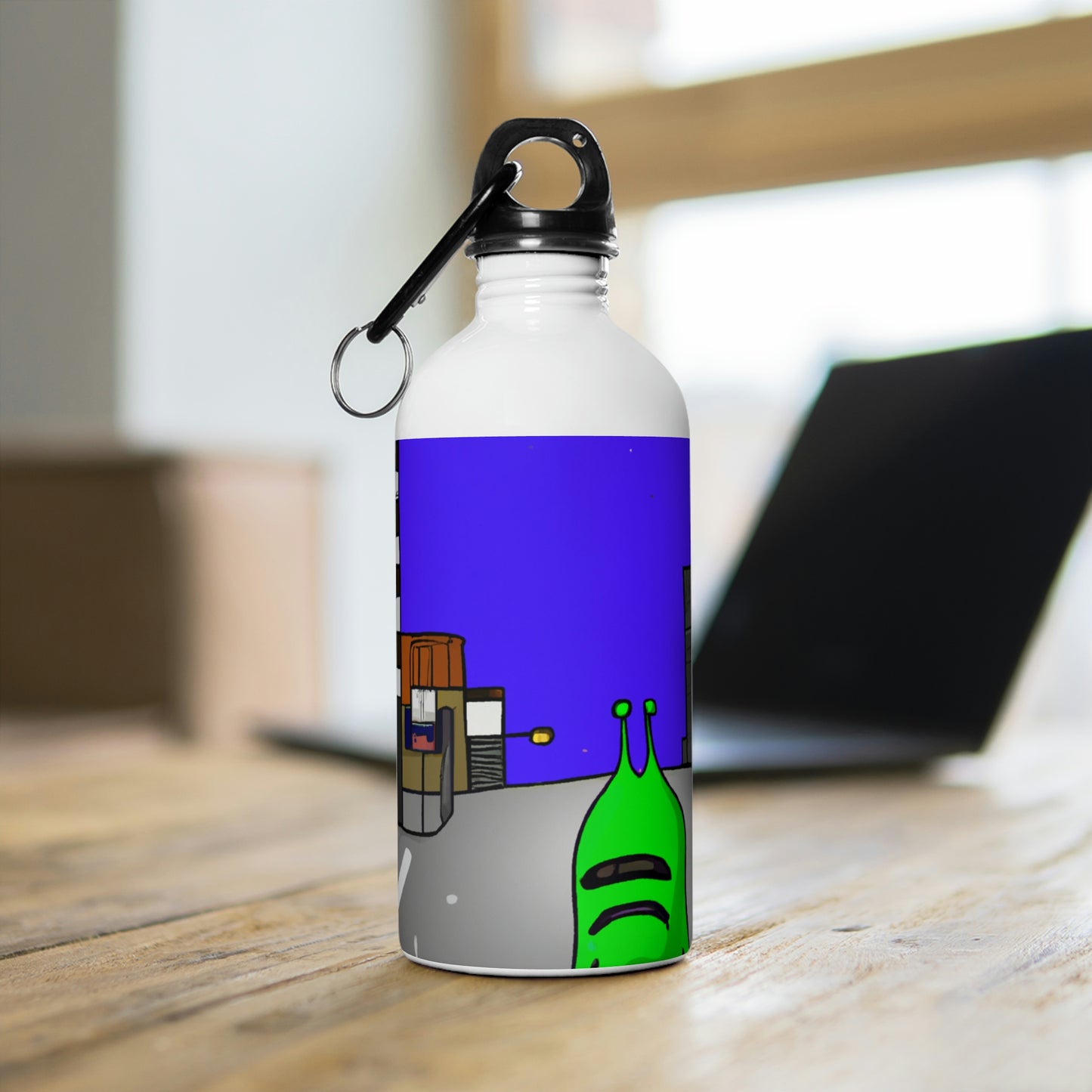 "Alien Misadventure in the City" - La botella de agua de acero inoxidable Alien