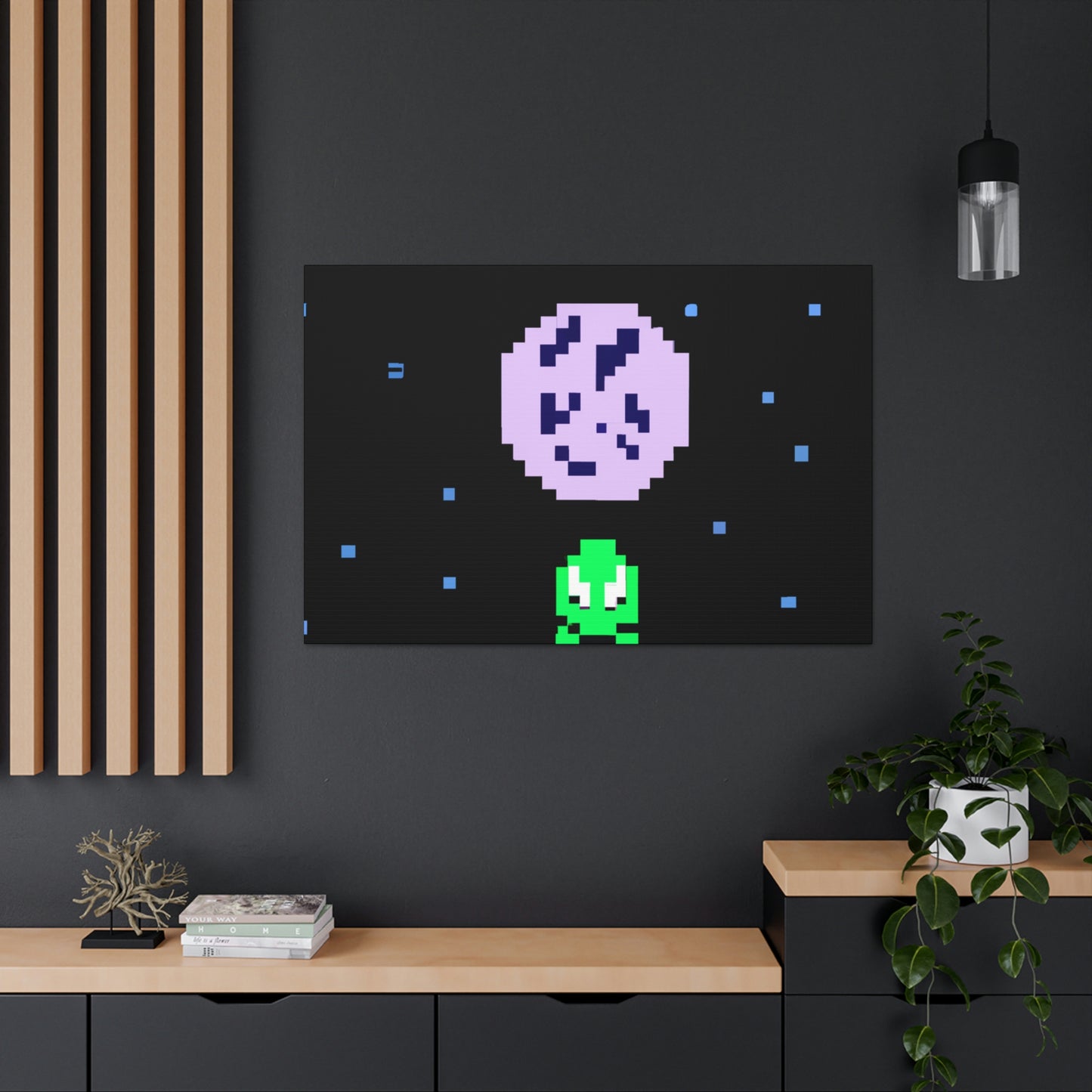 "Lonely Witness of the Night Sky" - The Alien Canva Pixel Art