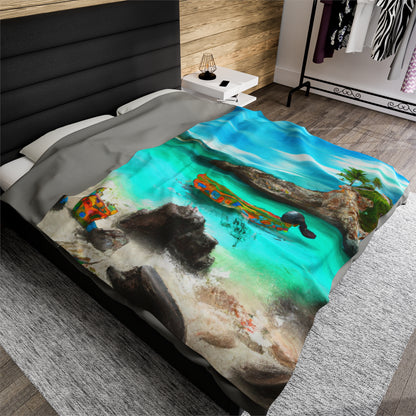 "Caribbean Fiesta on the Beach - A Digital Exploration of Mexican Culture" - The Alien Velveteen Plush Blanket