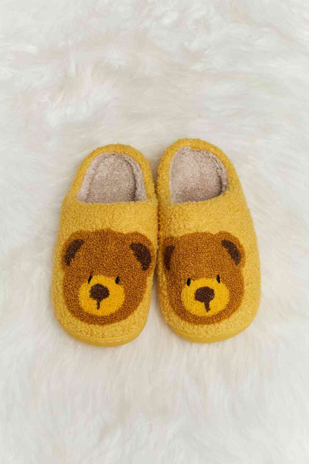 Pantuflas tipo chanclas de felpa con estampado de osito de peluche Melody