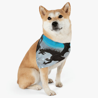 "Clash of Fire and Steel on the Moonlit Cliff" - The Alien Pet Bandana Collar