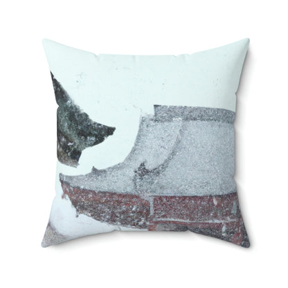 "Lost in the Blizzard: Ein Abenteuer im alten Tempel" - Das Alien Square Pillow