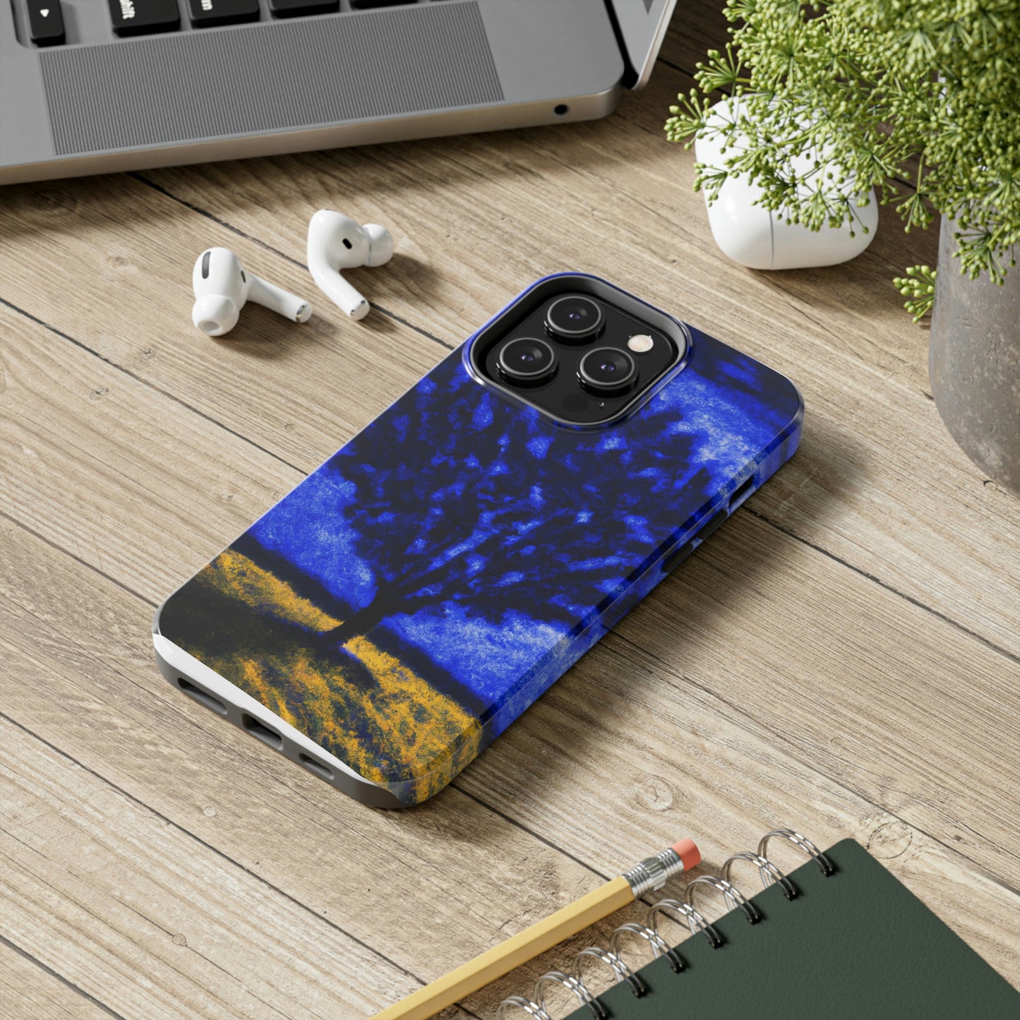 "Ein einsamer blauer Baum im Mondscheinfeld" - Die Alien Tough Phone Cases