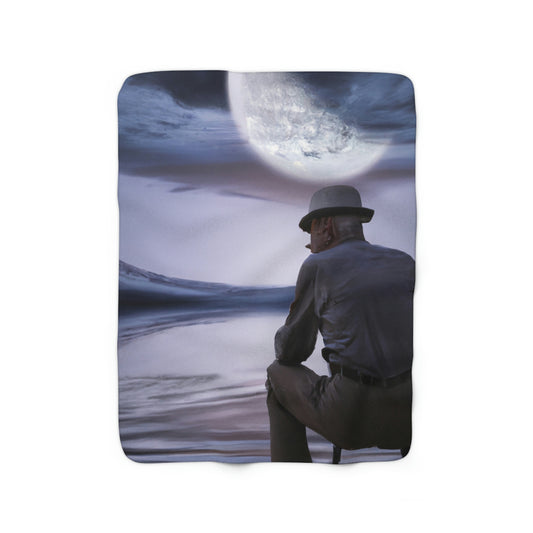 Moonlight Reflections on a Quiet Lake - The Alien Sherpa Fleece Blanket