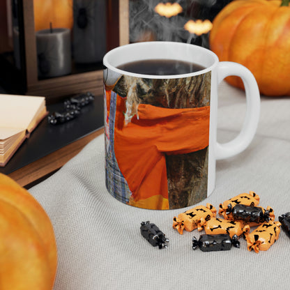 "The Enchanting Pumpkin Patch and its Charming Scarecrow" - The Alien Ceramic Mug 11 oz