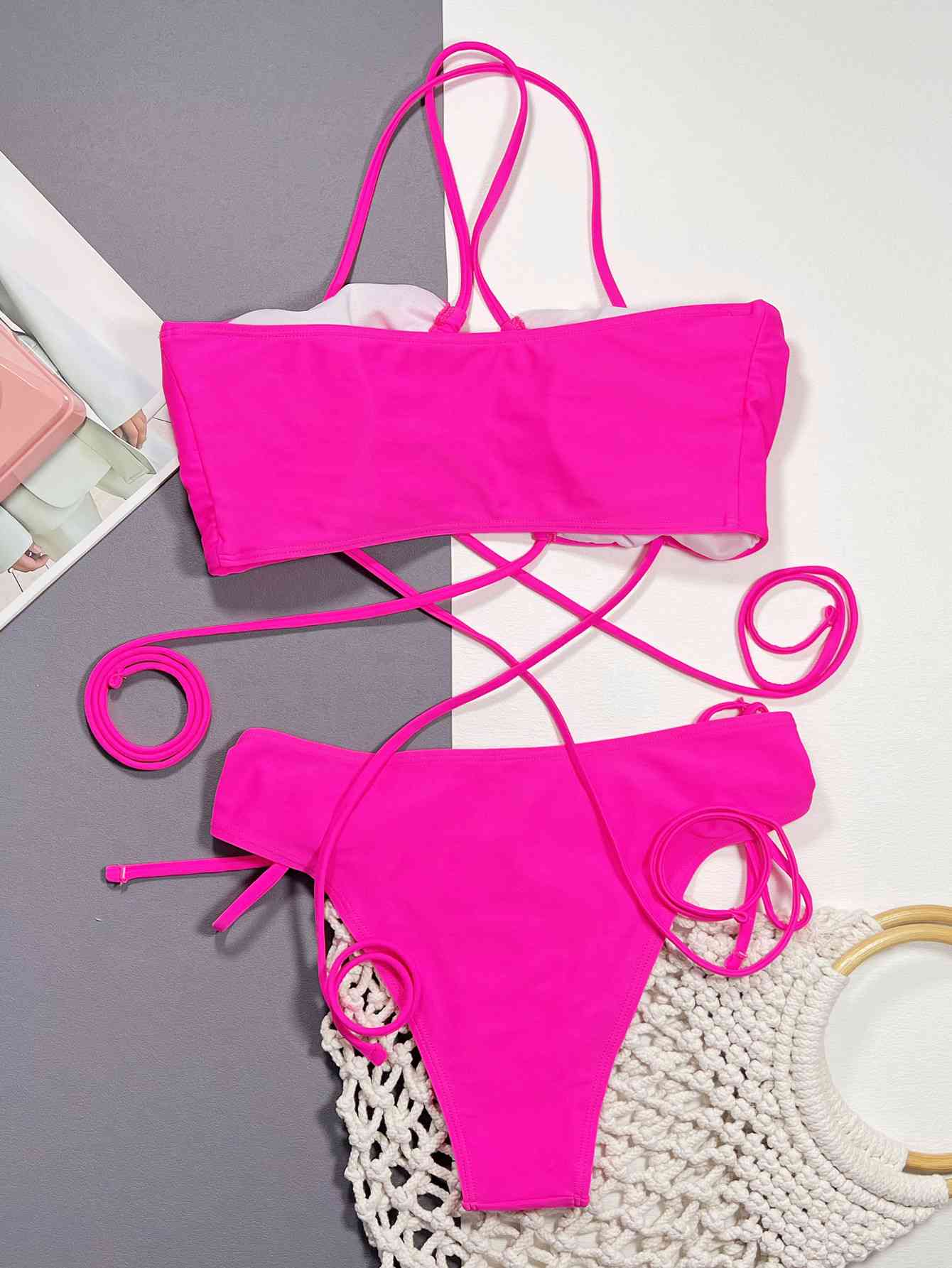 Neckholder-Bikini-Set mit Tunnelzugdetail