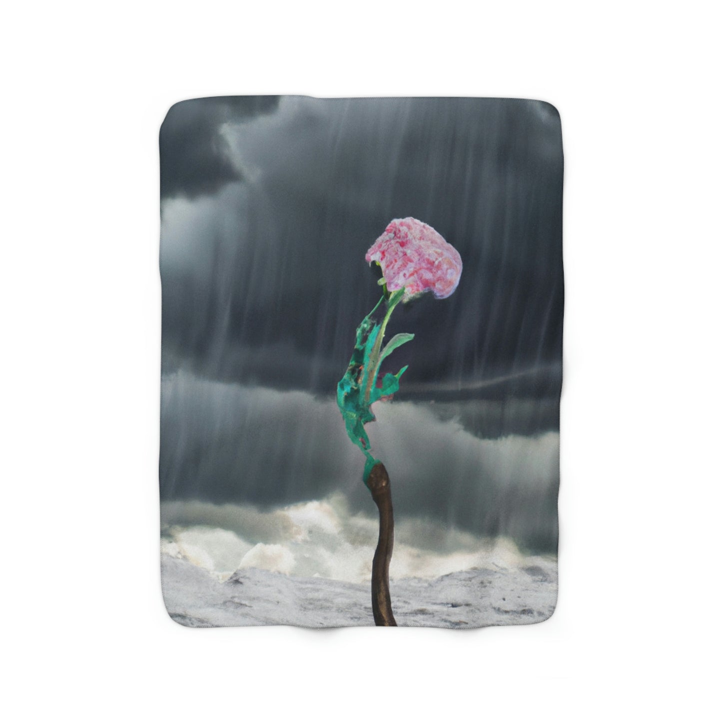 "Aight Against the Storm: The Story of a Lonely Flower" - The Alien Sherpa Fleece Blanket